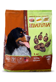 Сухой корм для собак (говяжий гуляш с овощами) (4 кг) "Дилли"